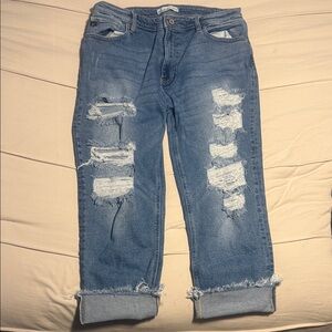 KanCan Distressed Boyfriend Crop Jeans